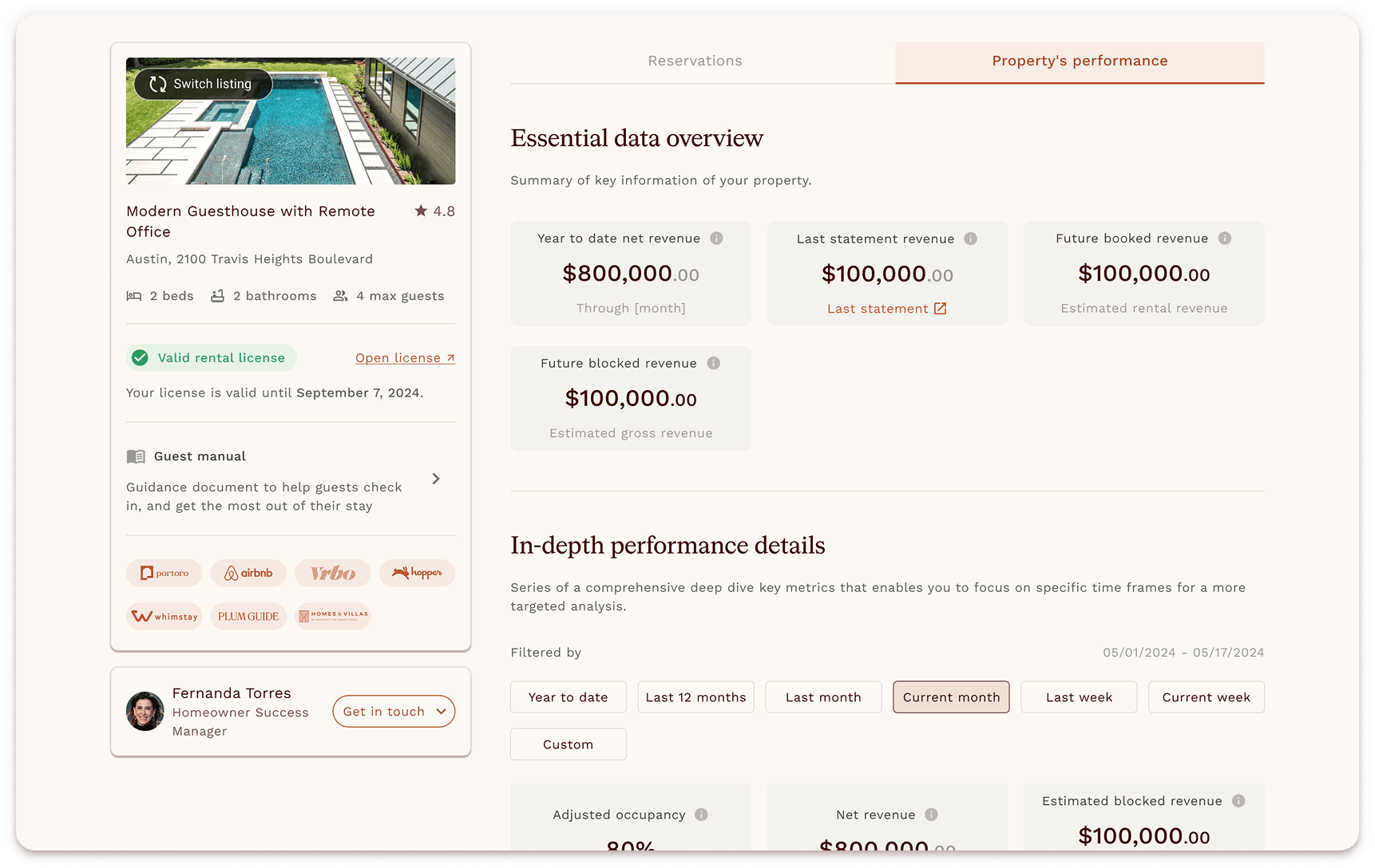 Comprehensive property performance analytics - Monitor rental revenue and occupancy metrics for maximized returns
